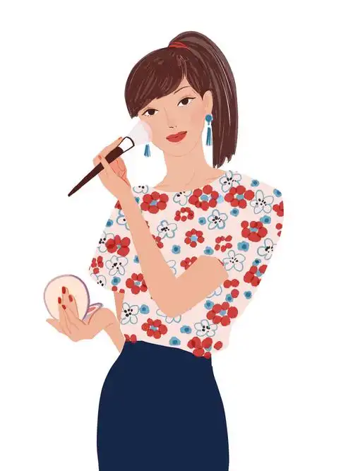 化妆涂腮红的时尚女性插图