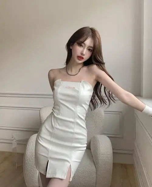 纯欲性感后背拉链气质修身显瘦包短裙开叉抹胸连衣裙