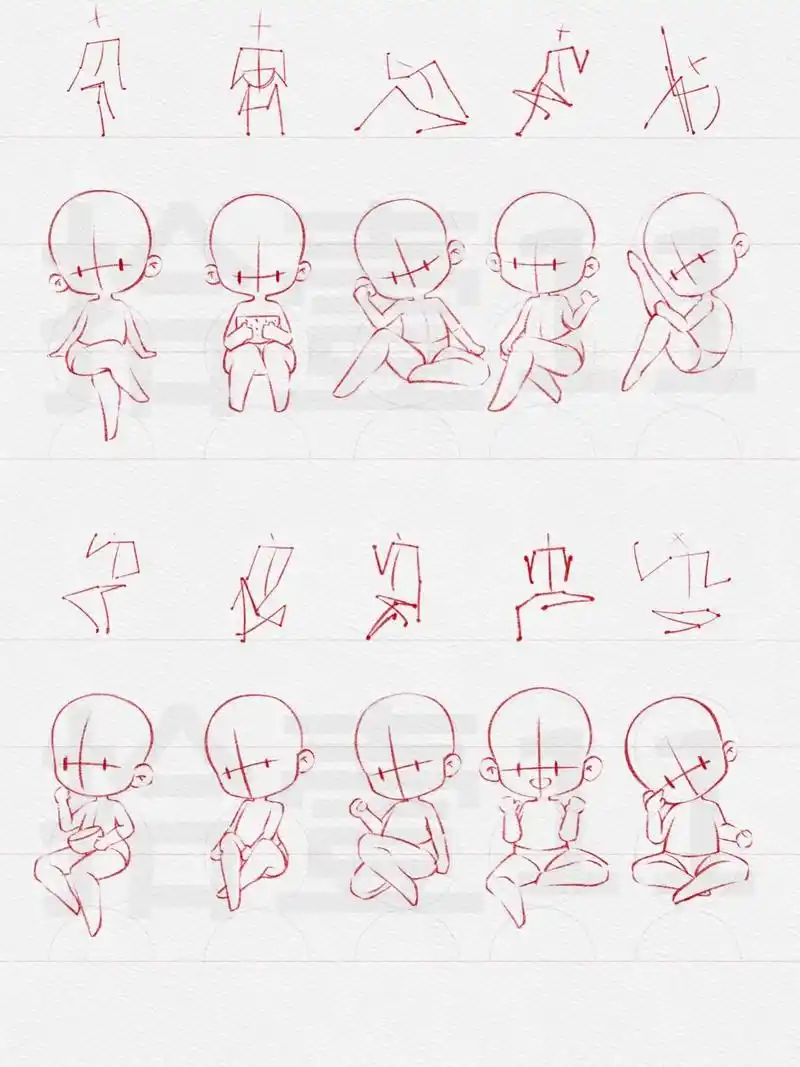 10个坐姿|全身速写|q版人体动态.每天都在画画#procr - 抖音