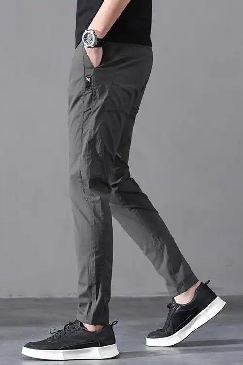 灰色休闲裤男2019新款修身直筒韩版青年弹力小脚裤男中腰百搭春夏季