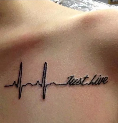 郑州纹身小编分享心电图心不死爱不止