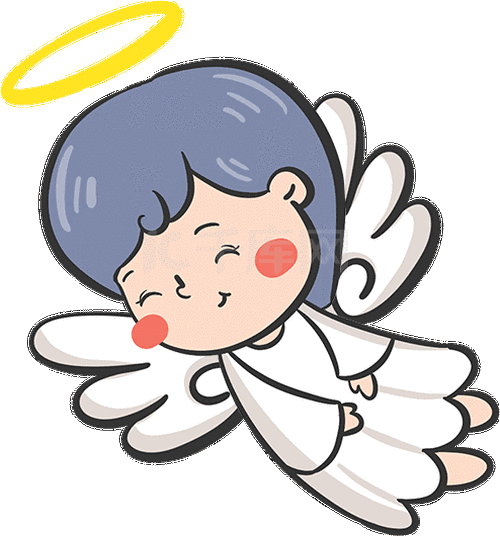 紫发卡通风格圣诞节小天使挥舞翅膀