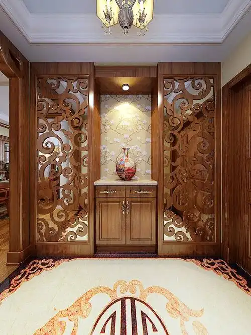 三室两厅新中式玄关装修设计效果图