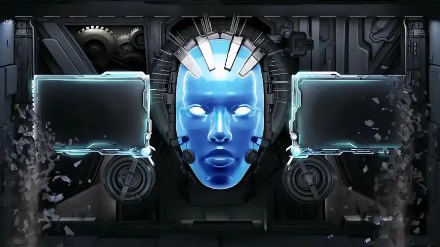 科技素材震撼3d全息投影机器人头像开场视频背景素材