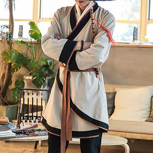 秋季唐装斜襟汉服男改良古风青年学生长衫中国风剑客外套书生长袍