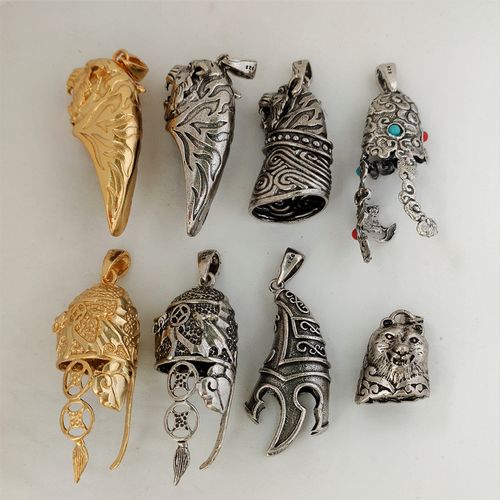 镀金虎牙套空套托大号虎头镶嵌福在眼前祥兽熊头吊坠大铠甲复古