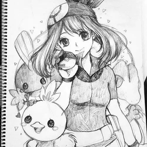 线条感十足的动漫人物素描超美少女