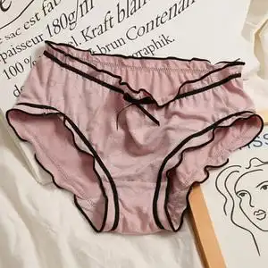 米吉诺拉 日韩粉色回忆好穿内裤女纯棉 抗菌女士三角内裤中腰舒适