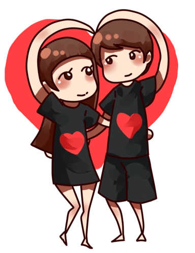 情人节情侣比心卡通图片