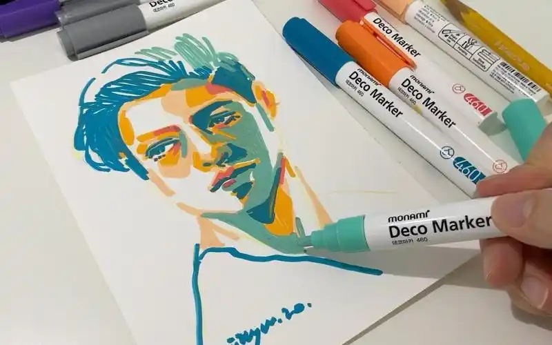 马克笔monami马克笔肖像绘画