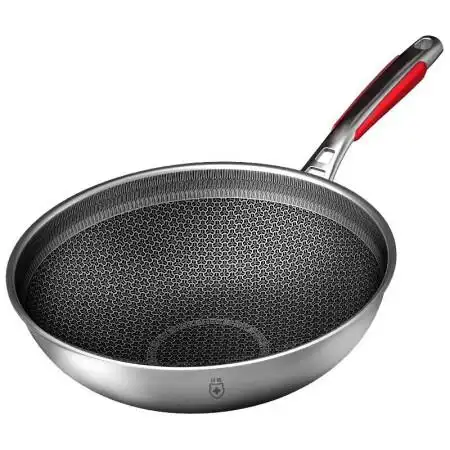 康巴赫四代炒锅抗菌不锈钢炒菜锅少油烟不粘锅32cm电磁炉燃气灶通用