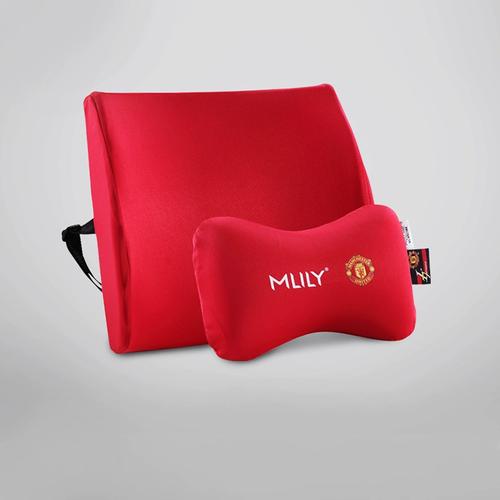梦百合曼联车载套装记忆棉汽车头枕护颈枕护腰靠垫靠背腰垫