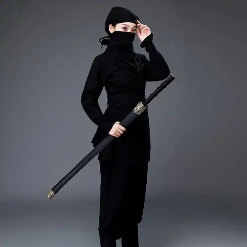 古装影视夜行衣女黑色棉麻刺客客服武侠杀手民族服装