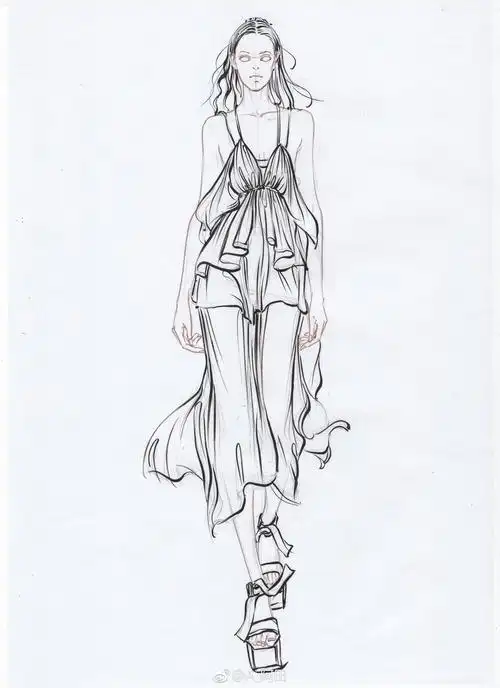 服装设计线稿以及人体绘法作者:a_阿田 (转)via @服装设计手绘手稿