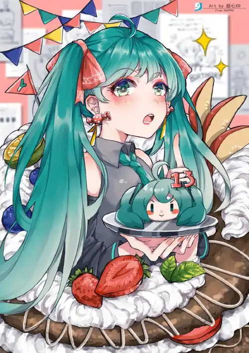 动漫图初音双马尾
