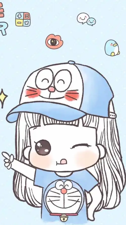 手绘插画女孩闺蜜壁纸可爱卡通壁纸78637871