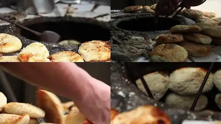 黄桥烧饼美食制作烧饼火炉土灶特写c018
