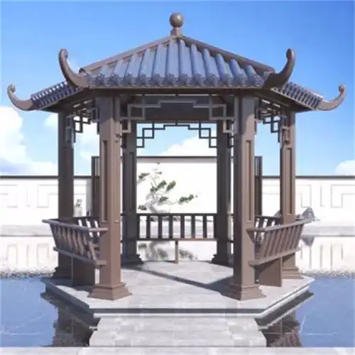 环杰铝合金凉亭hj1610现代新中式户外休闲景观亭子顶对角38米六角亭