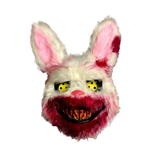 抖音同款恐怖鬼兔子蹦迪毛绒动物血腥吓人兔拍照面具头套万圣节女 梨