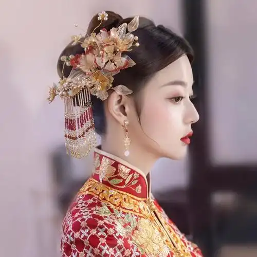 秀禾头饰新娘服装结婚中式婚礼大气流苏凤冠发饰