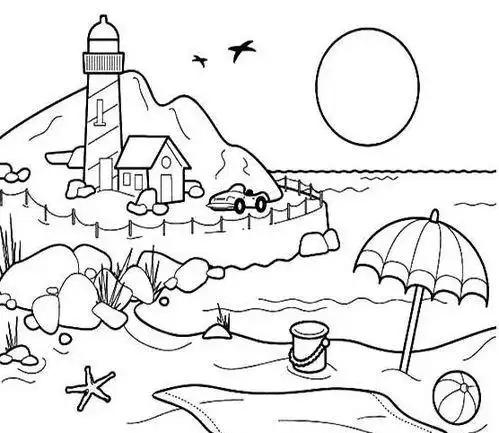 大海沙滩简笔画大海沙滩简笔画彩色儿童