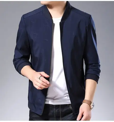 北极绒夹克男外套2020男士秋装条纹上衣中青年棒球服领男人休闲男装