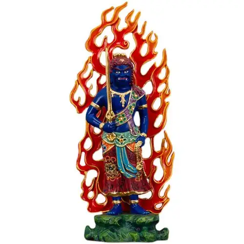 不动明王铜像菩萨彩绘居家摆件生肖守护神密宗摆件