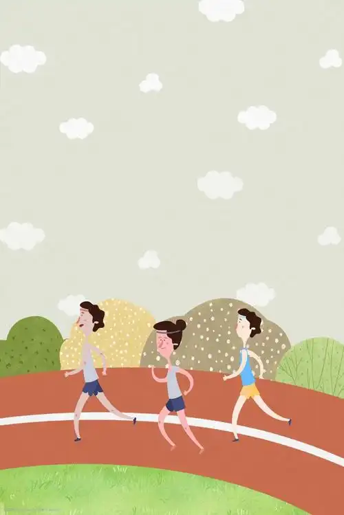 卡通手绘秋季运动会跑步比赛插画海报背景