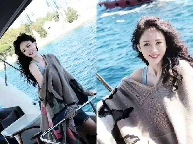 陈乔恩结婚后烫了羊毛卷,穿毛衣 橘背心去度假,44岁美出新高度_衬衫