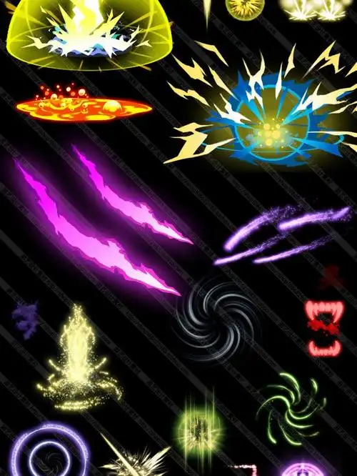 游戏美术资源 q版手游技能特效 手游特效ui光效 序列帧合集 素材