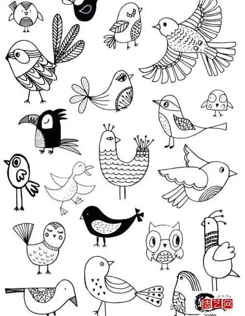 每天学一幅简笔画鸟儿主题类线描简笔画太精致实用了