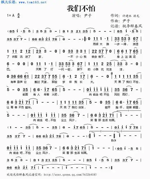 我们不怕 简谱 歌谱—尹子