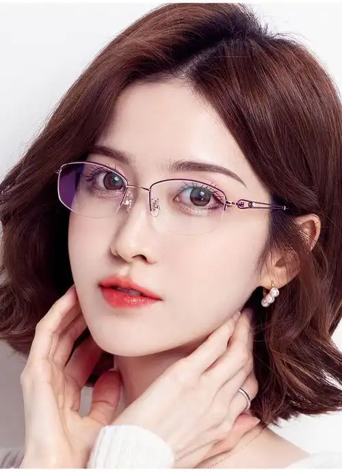 纯钛眼镜框女小框小脸超轻无度数半框可配近视眼镜女有度数老花防蓝光
