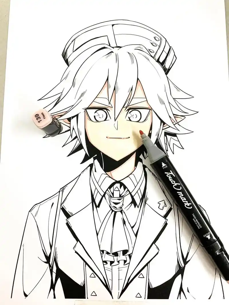 0基础也可以画的动漫人物#马克笔儿童画 #一起学画画 #动漫 - 抖音