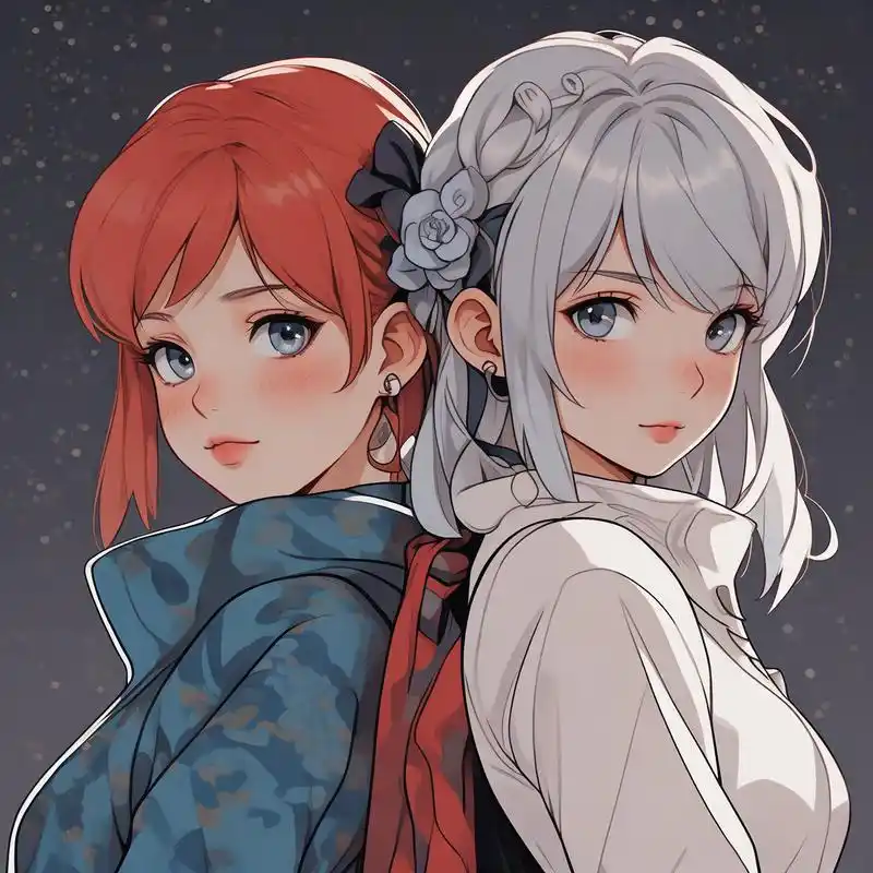 9569♀15两姐妹的卡通萌头像96 哇喔,看看这两姐妹多有趣呢!