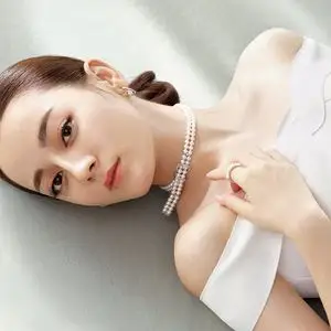 高级热巴明星时尚淡水珍珠choker 短款颈链可调节项链一款多用链