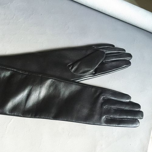 手套触屏绵羊羊皮超长90cm加长加大真皮配饰手套