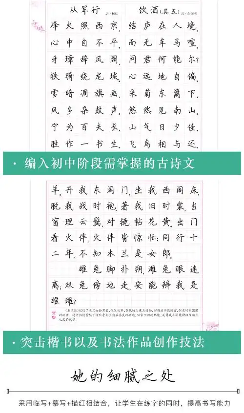 《初中生楷书字帖荆霄鹏必背古诗词文言文中学生语文正楷字帖衡水体