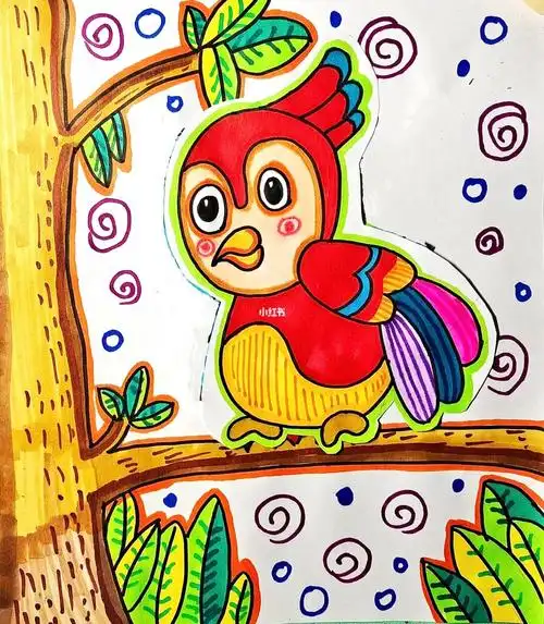 猫头鹰儿童画马克笔创意