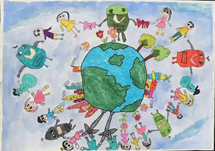 绿色家园保护环境儿童画一等奖作品-图2