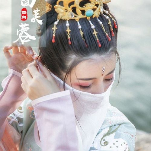 若水舫面纱古装汉服配件舞蹈飘逸半透纯色百搭防晒蒙面遮脸仙女白