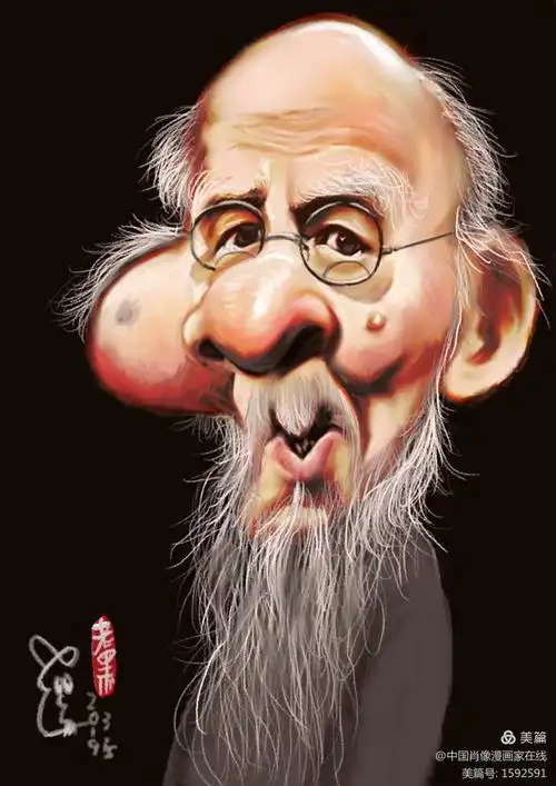 中国肖像漫画家在线中国美术界名人漫像齐白石