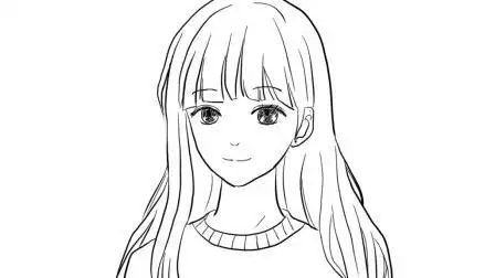 教育长发女孩头像动漫简笔画