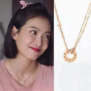 宋茜明星同款项链圆环字母love双层颈链潮流时尚精美项饰锁骨链