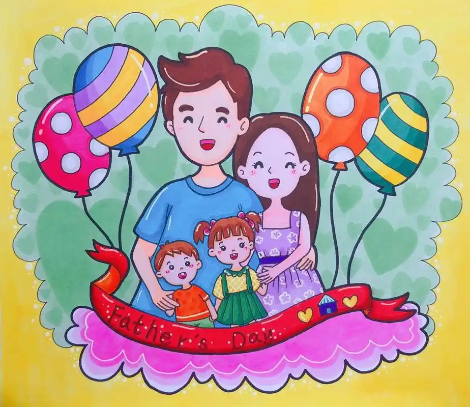 《幸福一家》 可可爱爱的一家四口78(含线稿)一直都认为,世界上最好