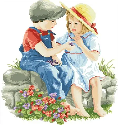 儿童diy钻石画十字绣 两小无猜 精品礼品进货 厂家直销