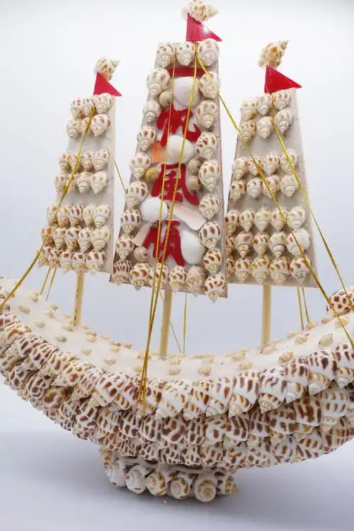 厂家销售小贝壳海螺工艺品 贝壳帆船一帆风顺 贝壳船旅游纪念礼品