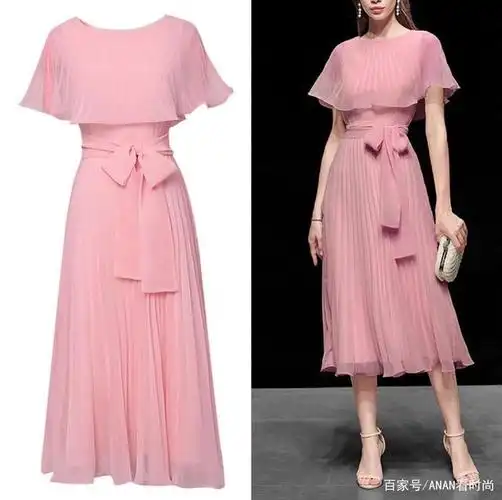 复古浅粉色连衣裙:9条甜美少女风,束腰剪裁是王道!