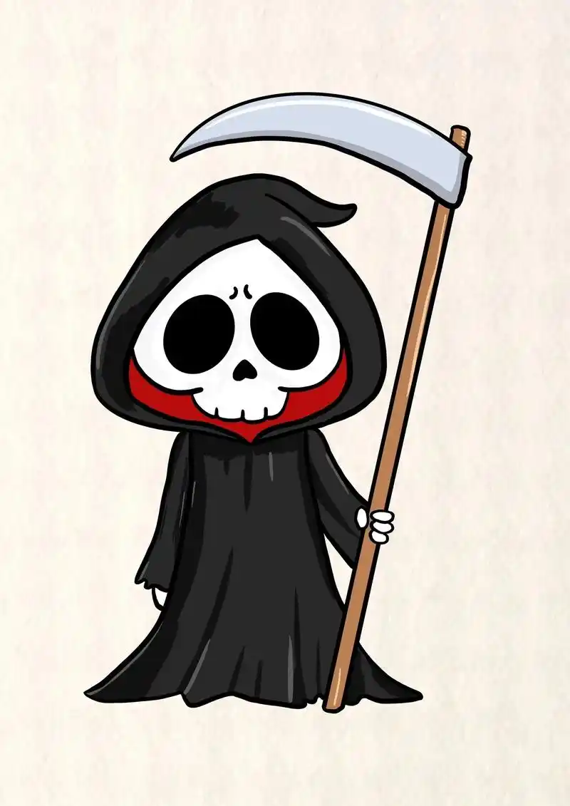 简笔画10/100天|一学就会的骷髅斗篷.穿斗篷,拿镰刀的骷 - 抖音