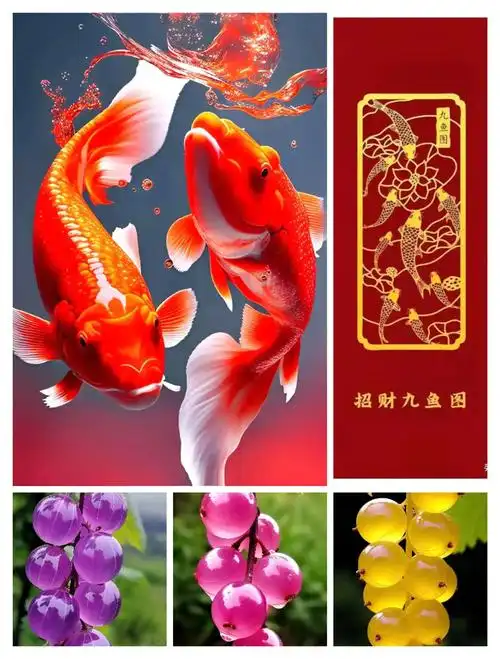 双鲤纳福,九鱼招财